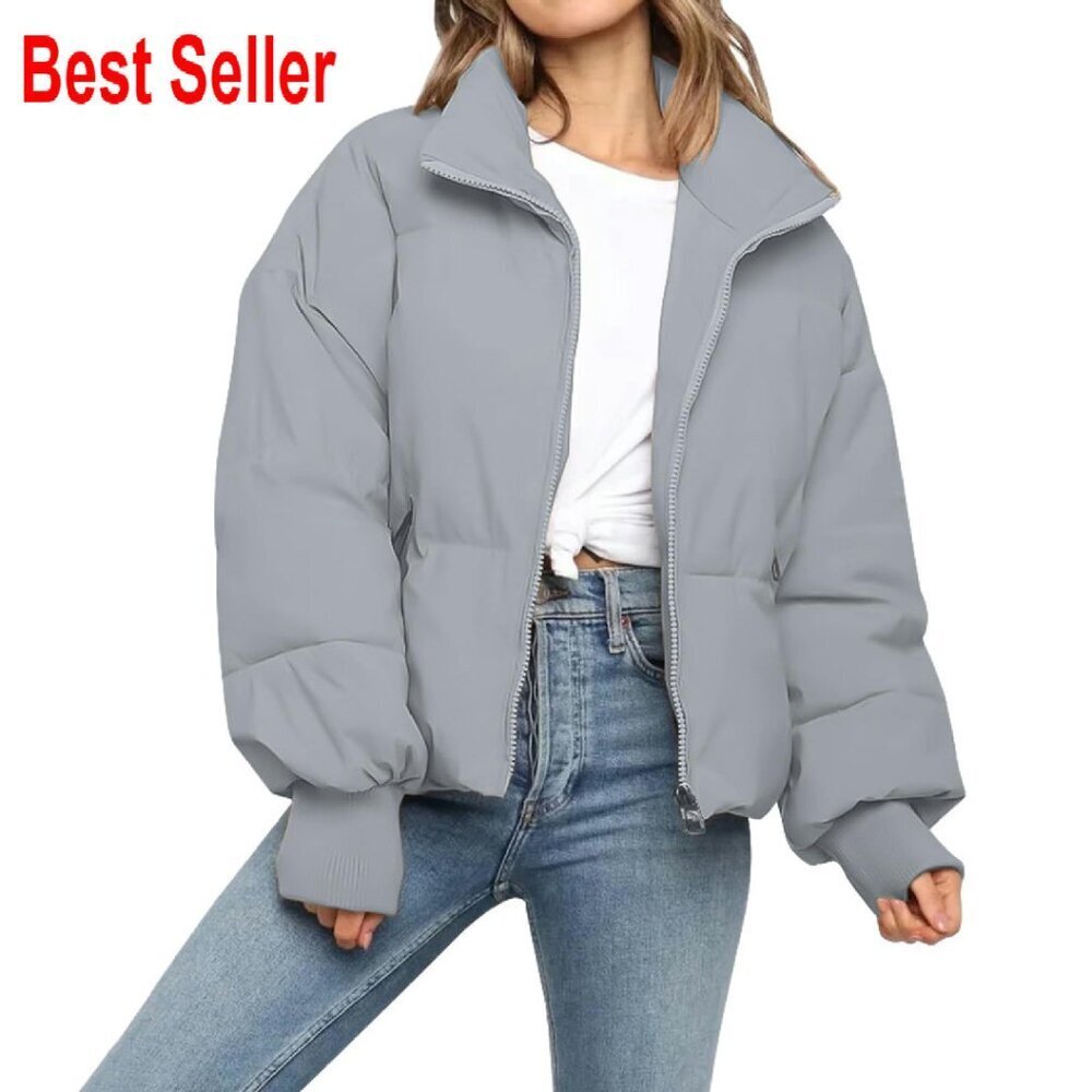 Cropped Puffer Jacket Quilted Oversized Y2K Chic Winter Coat Outerwear